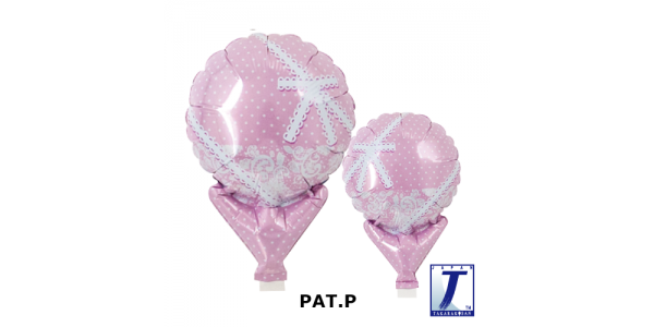 Upright Balloon 5"/ Printed_Lace Ribbon White (Non-Pkgd.), TK-UPB-I810501 