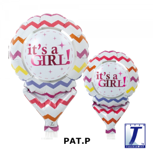 Upright Balloon 5"/ Printed_It's A Girl Chevron (Non-Pkgd.), TK-UPB-I810513 