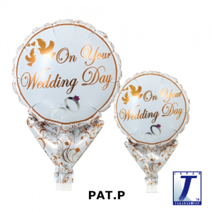 Upright Balloon 5"/ Printed_Wedding Doves & Rings (Non-Pkgd.), TK-UPB-I810516 