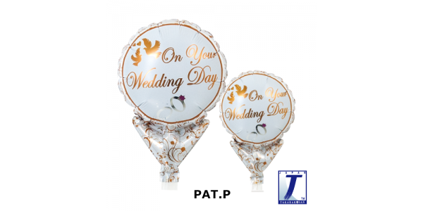 Upright Balloon 5"/ Printed_Wedding Doves & Rings (Non-Pkgd.), TK-UPB-I810516 