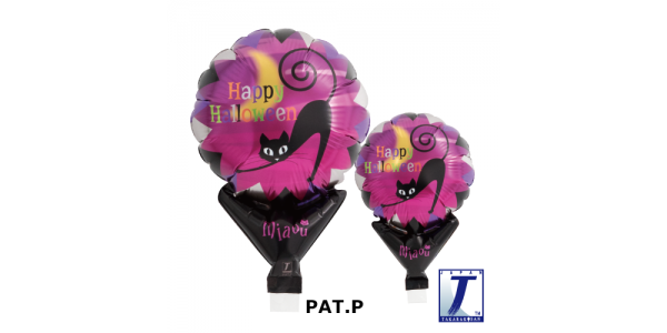 Upright Balloon 5"/ Printed_Halloween Cat & Moon (Non-Pkgd.), TK-UPB-I810560 
