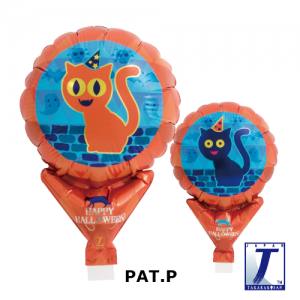Upright Balloon 5"/ Printed_Halloween Orange & Blue Cat (Non-Pkgd.), TK-UPB-I810561 