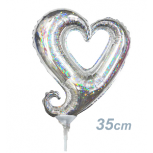 Betallic Foil - 14" (35cm)  Chain of Hearts - Silver / Holographic (Mini Shape), B-14-19126