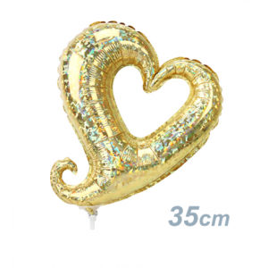 Betallic Foil - 14" (35cm) Chain of Hearts - Gold / Holographic (Mini Shape), B-14-19797