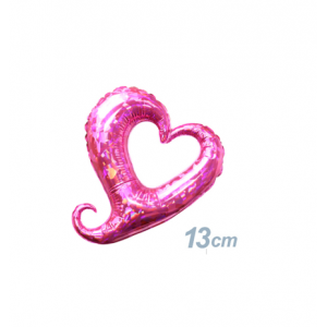 Betallic Foil - 05" (13cm) Chain of Hearts - Pink / Holographic (Super Mini Shape), B-05-11000