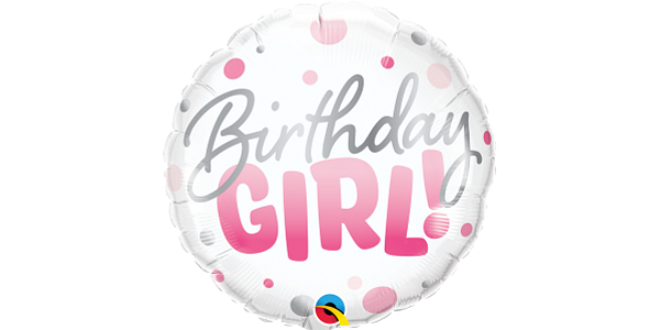 18" Foil Birthday Girl Pink Dots  (pkgd.), QF18RI18877 (0) <10 個/包>