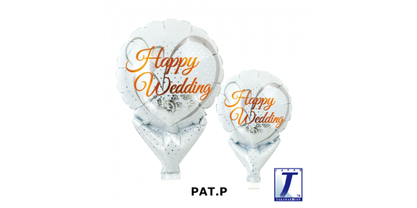 Upright Balloon 5"/ Printed_Happy Wedding Lace White (Non-Pkgd.), TK-UPB-I810518 